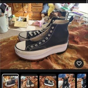 Black High-Top Platform Sneakers